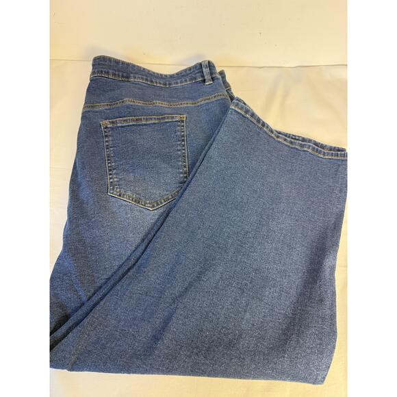 NWT EVANS Unisex Blue Denim Back Pockets Belt Loops Crop Pants 28 - Picture 4 of 10